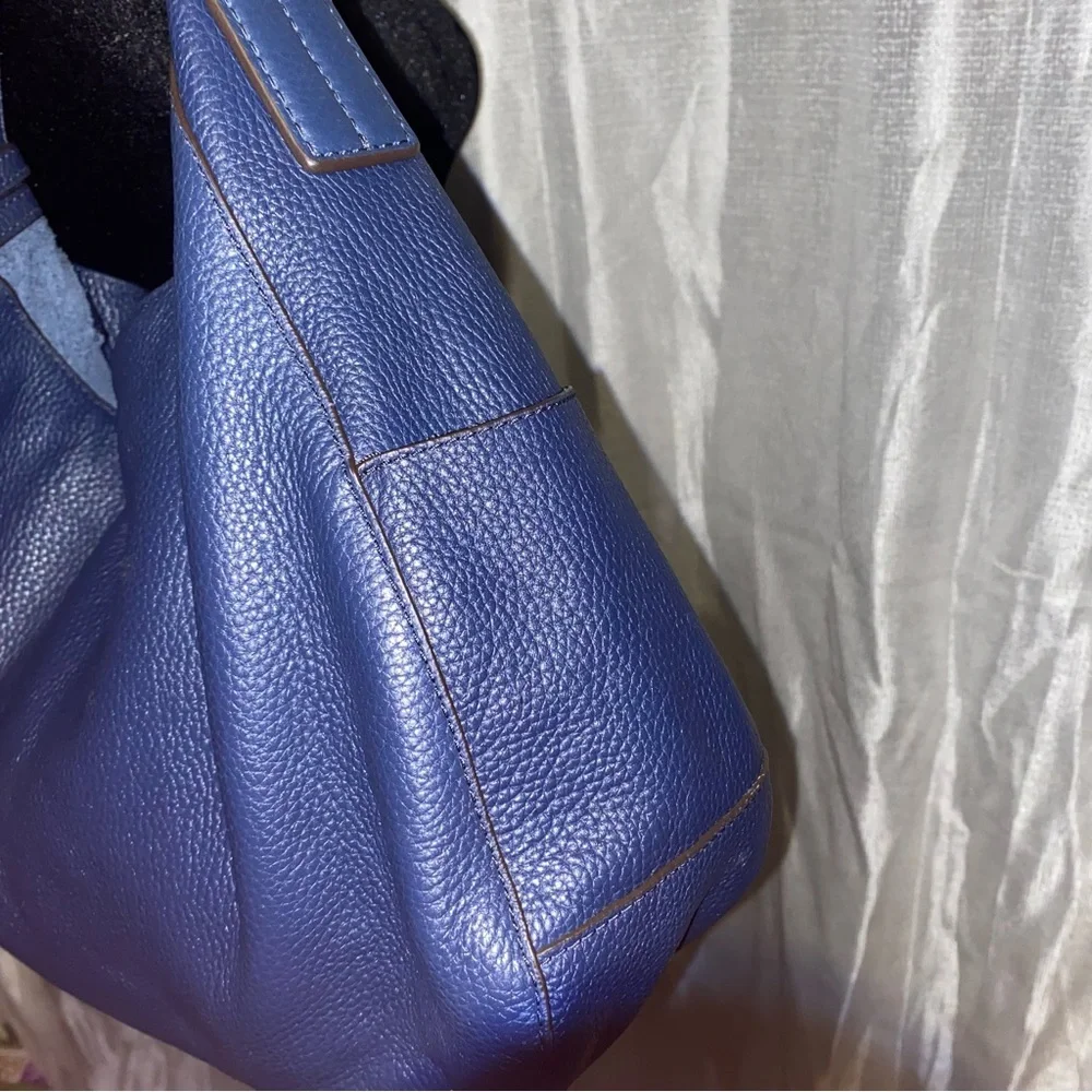 Michael Kors Navy Pebbled Leather Hobo with Tassel